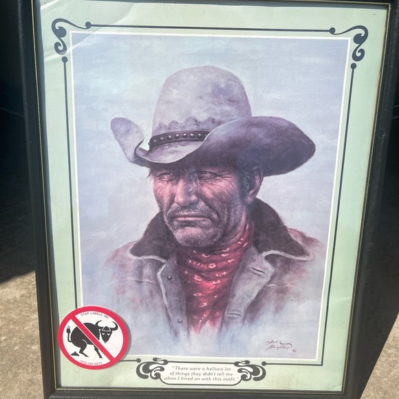 Framed Cowboy Portrait with Hat and Bandana - Picture 5 of 9